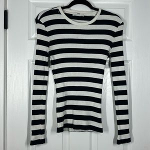 Blue and white striped sweater